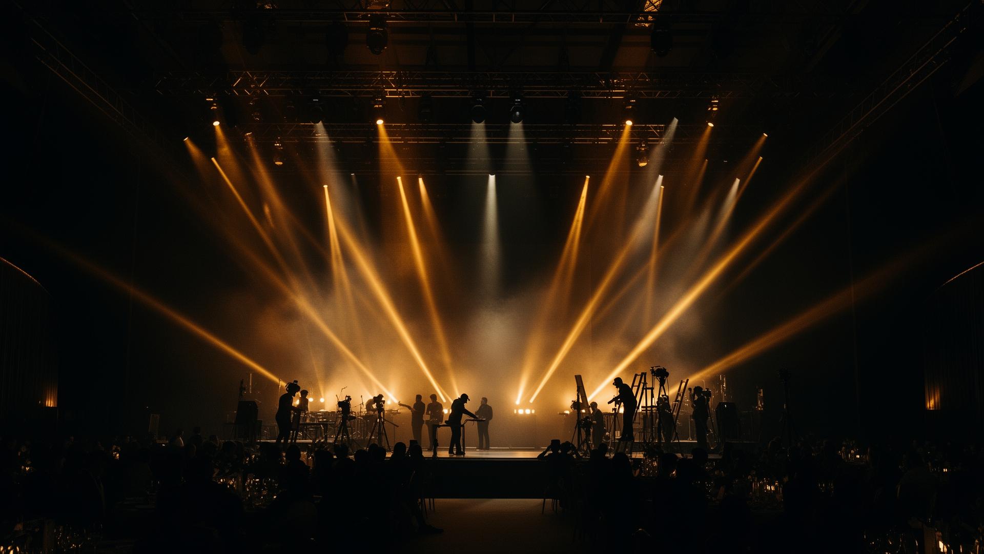 Gala stage production with theatrical lighting